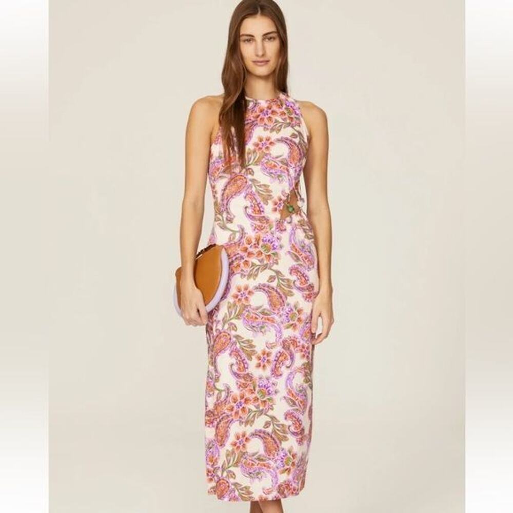 RTR Suboo  sz large Sienna Midi Dress Paisley lavender cream cut out sleeveless